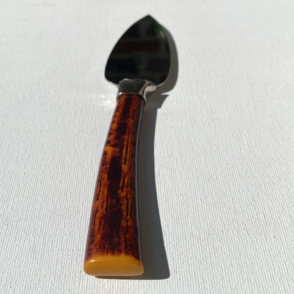 Vintage Amway Stainless Steel & Faux Bois Bakelite Cheese Knife or Spreader
